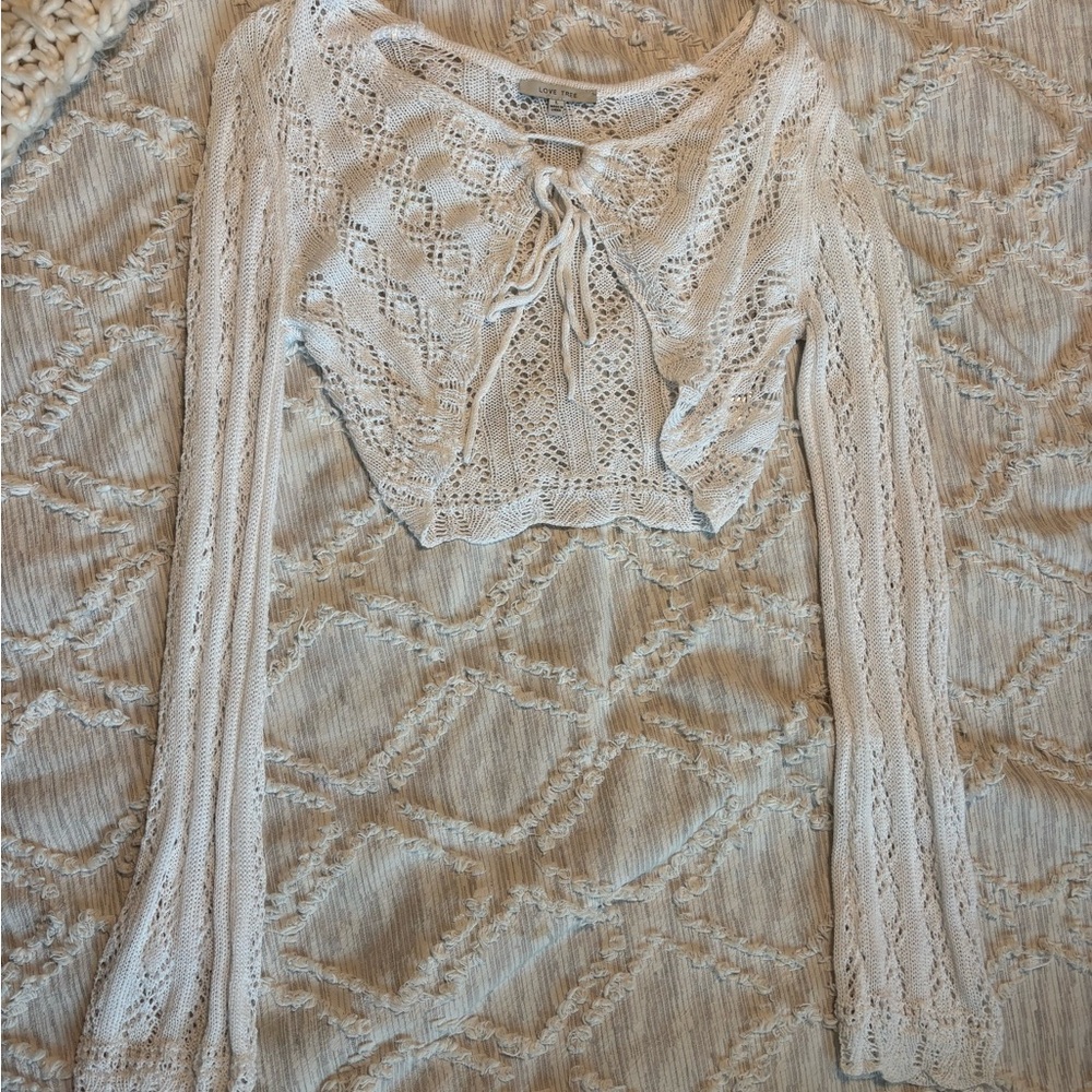Cream Knit Cropped Cardigan